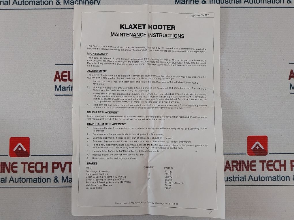 Klaxon Klaxet 1010 Hooter 230/250V Ac