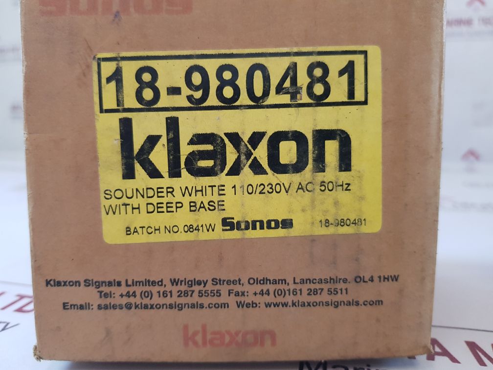 Klaxon Signals 18-980481 Sounder White With Deep Base

