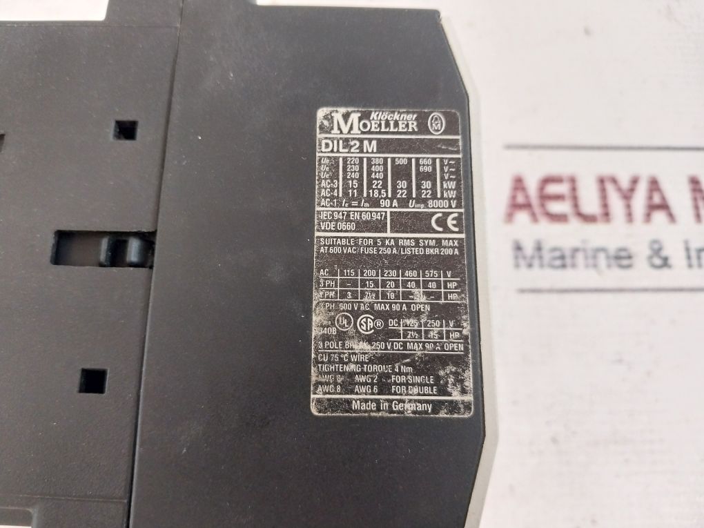 Klockner Moeller Dil 2M Contactor 3 Pole Break 250 V Dc