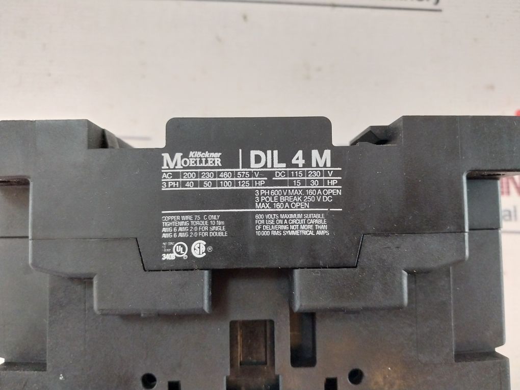 Klockner Moeller Dil 4 M Contactor 230V 50Hz