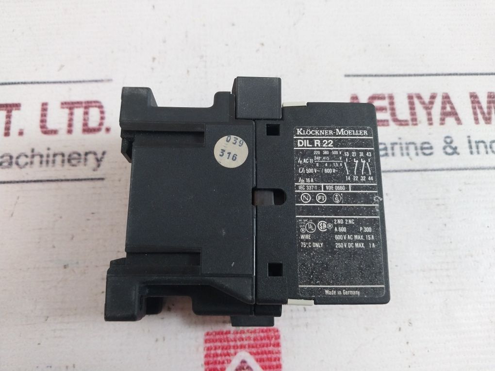 Klockner Moeller Dil R 22 Contactor Relay 600 V Ac