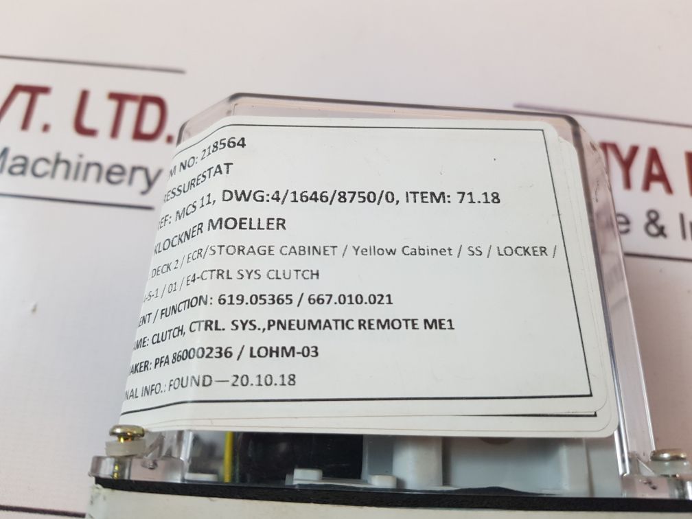 Klockner Moeller Mcs11 Pressure Switch