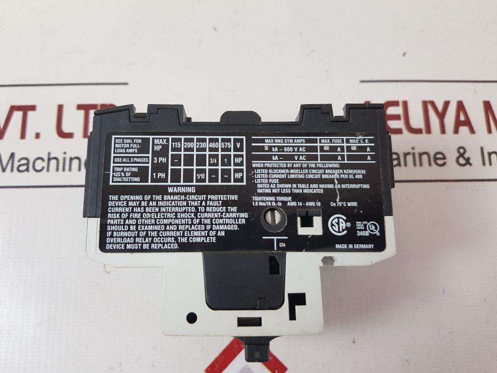 Klockner Moeller Pkzm0-1,6 Motor Protection Circuit Breaker