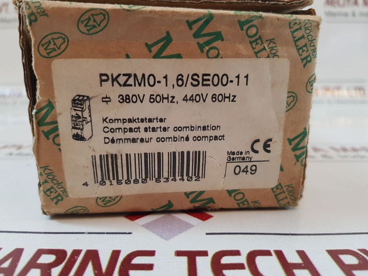 Klockner moeller pkzm0-1,6 motor starter se00-11-pkz0 with contactor