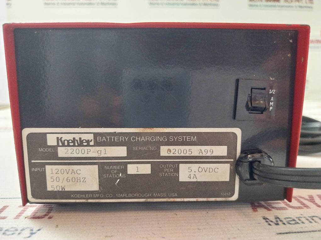 Koehler 2200P-g1 Battery Charging System 120Vac