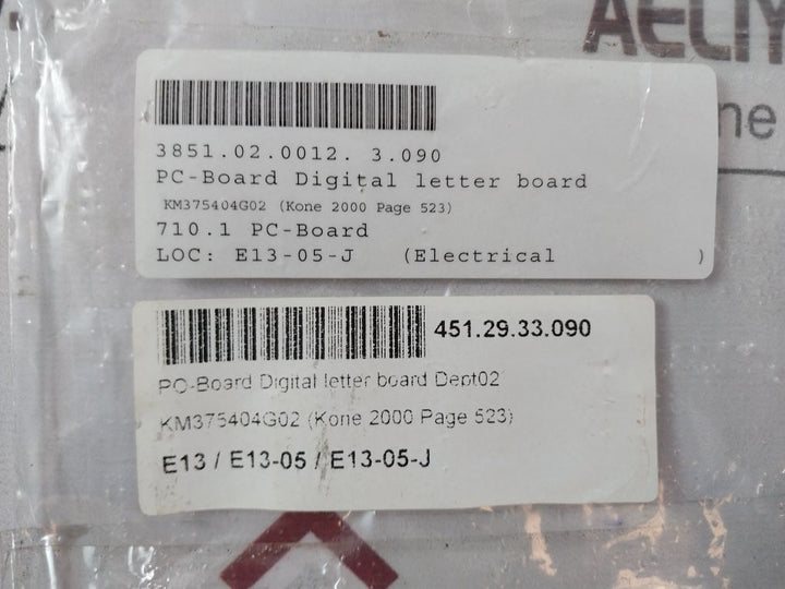 Kone 375404G02 Digital Letter Board 357120 H05