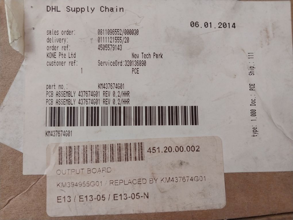 Kone Km437674G01 Output Board 394955G04