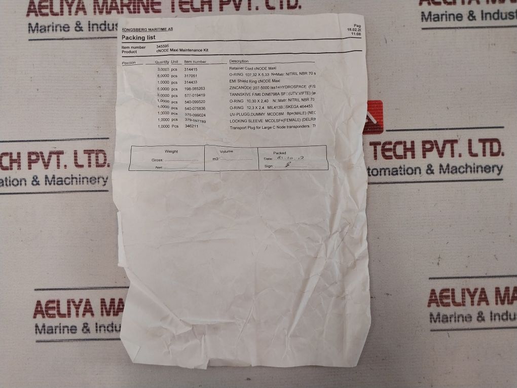 Kongsberg 317051 Retainer Coed Cnode Maxi Maintenance Kit 198-085263