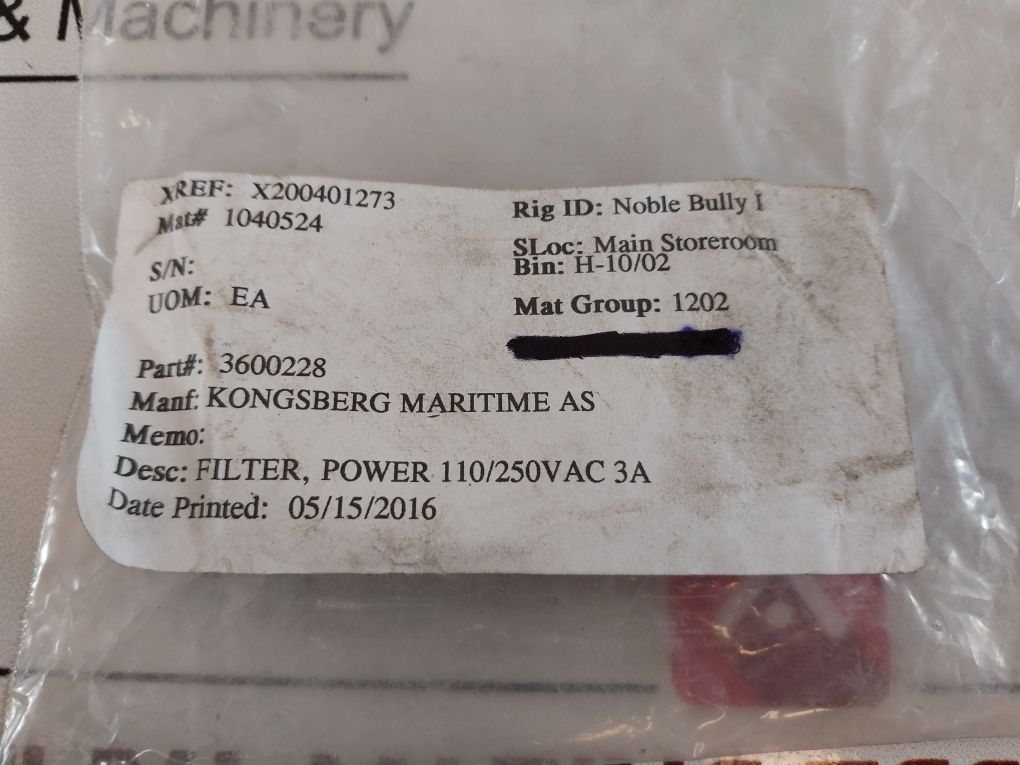 Kongsberg Fn2080-3-07 Power Line Filter