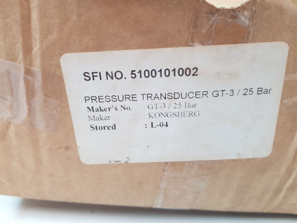 Kongsberg Gt-3/25Y3 Bar Pressure Transducer 25 Bar