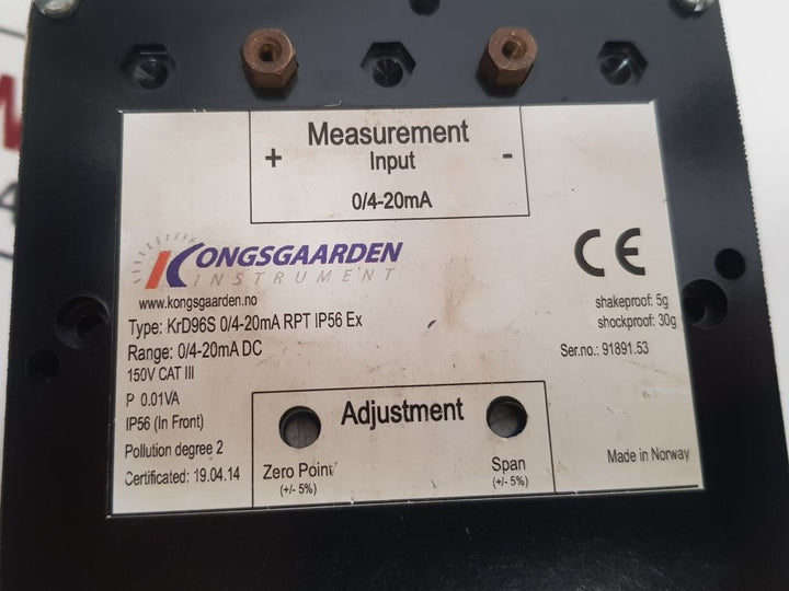 Kongsgaarden Krd96S 0/4-20Ma Rpt Ip56 Ex Meter