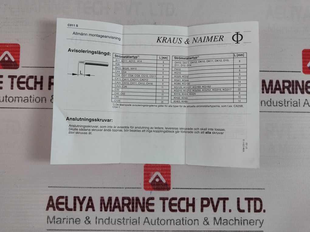 Kraus & Naimer - 14445 12 Rotary Switch Ca20 201 Pn 16A 2 Pole 934.07.03.092