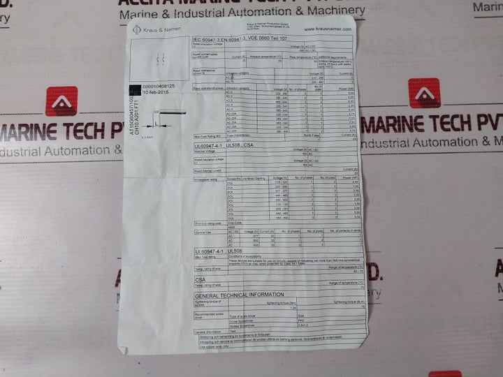 Kraus & Naimer Ch10 Isolator Selector Switch E1057476, 600 Vac 20 Amp