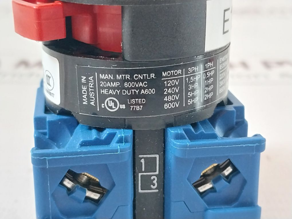 Kraus & Naimer Ch10 Isolator Selector Switch E1057476, 600 Vac 20 Amp