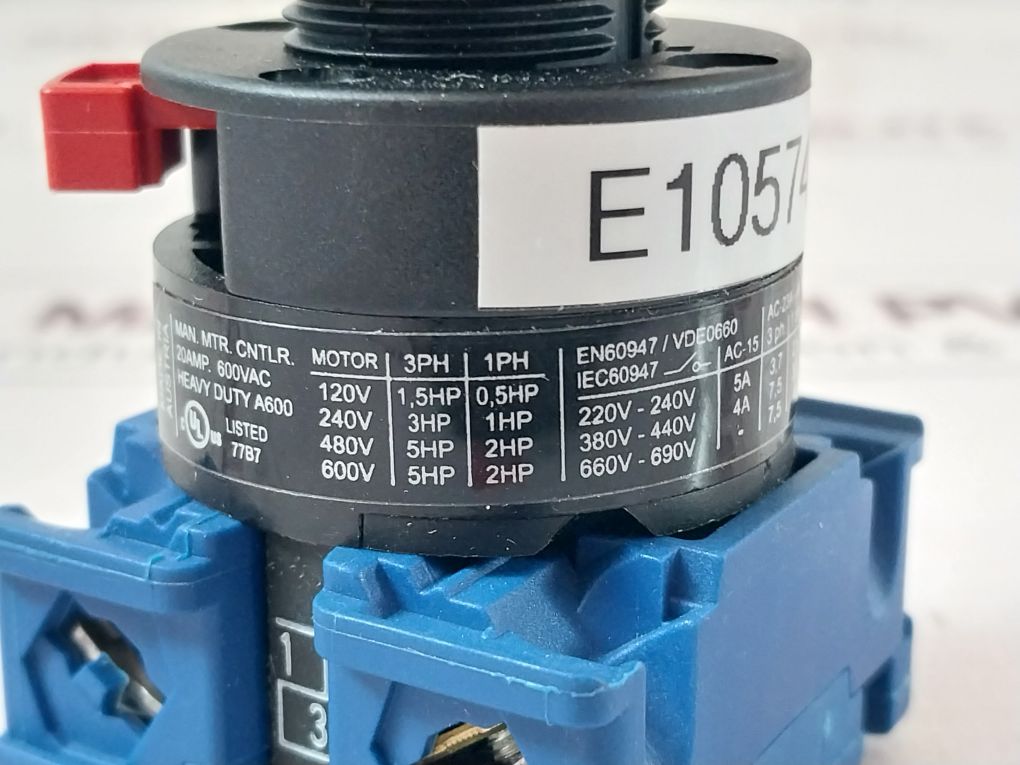 Kraus & Naimer Ch10 Isolator Selector Switch E1057476, 600 Vac 20 Amp