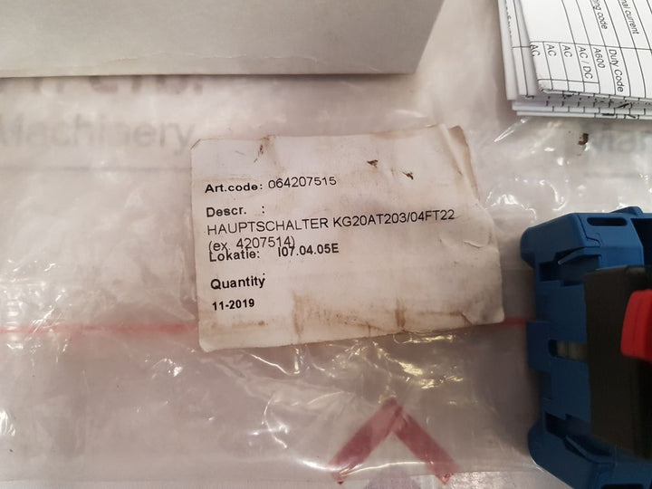 Kraus & Naimer Kg 20A Cam Switch Kg20At203/04Ft22 New