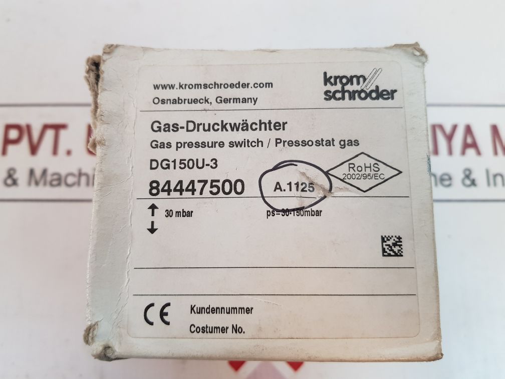 Krom Schroder Dg150U-3 84447500 Gas Pressure Switch 84447500