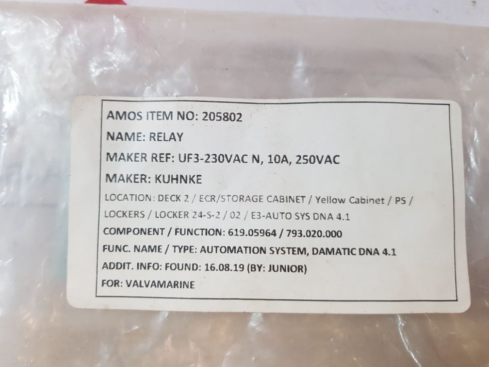 Kuhnke Uf3-230Vac N Relay W/Socket
