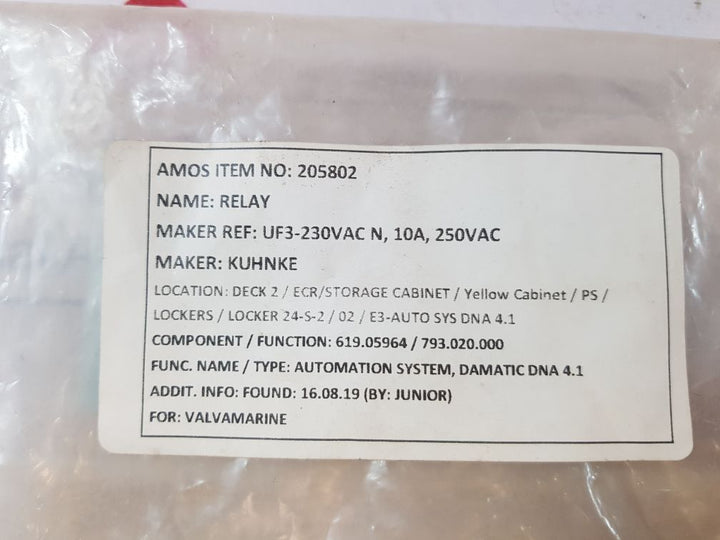 Kuhnke Uf3-230Vac N Relay W/Socket
