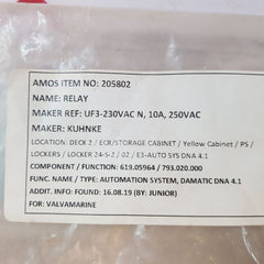 Kuhnke Uf3-230Vac N Relay W/Socket
