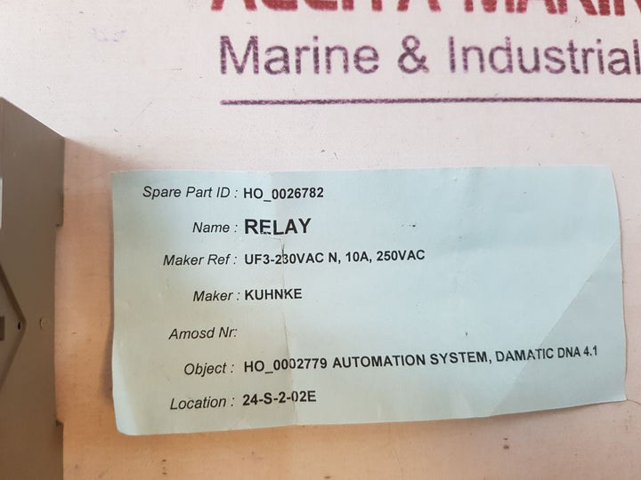 Kuhnke Uf3-230Vac N Relay W/Socket
