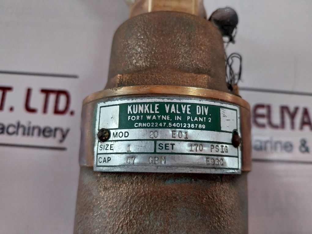 Kunkle 20 E01 Safety Relief Valve Crn02247.5401236789