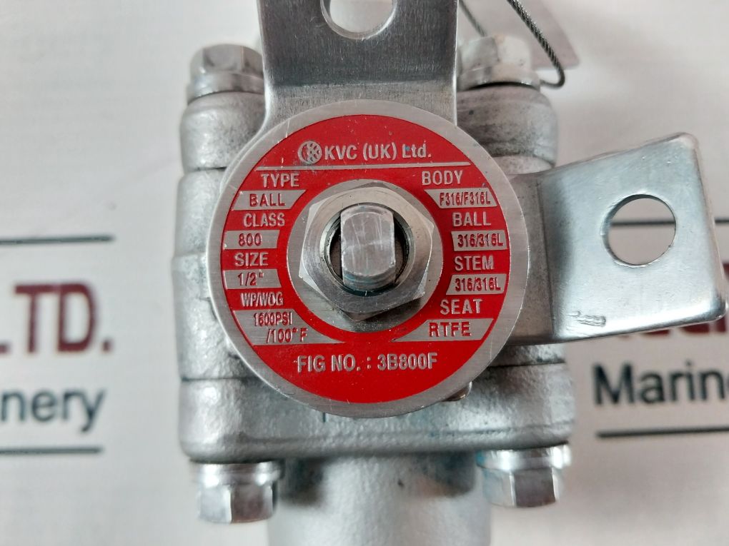 Kvc 3B800F Ball Valve 1/2” 1600 Psi/ 100°F