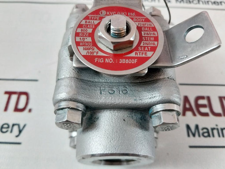 Kvc 3B800F Ball Valve 1/2” 1600 Psi/ 100°F