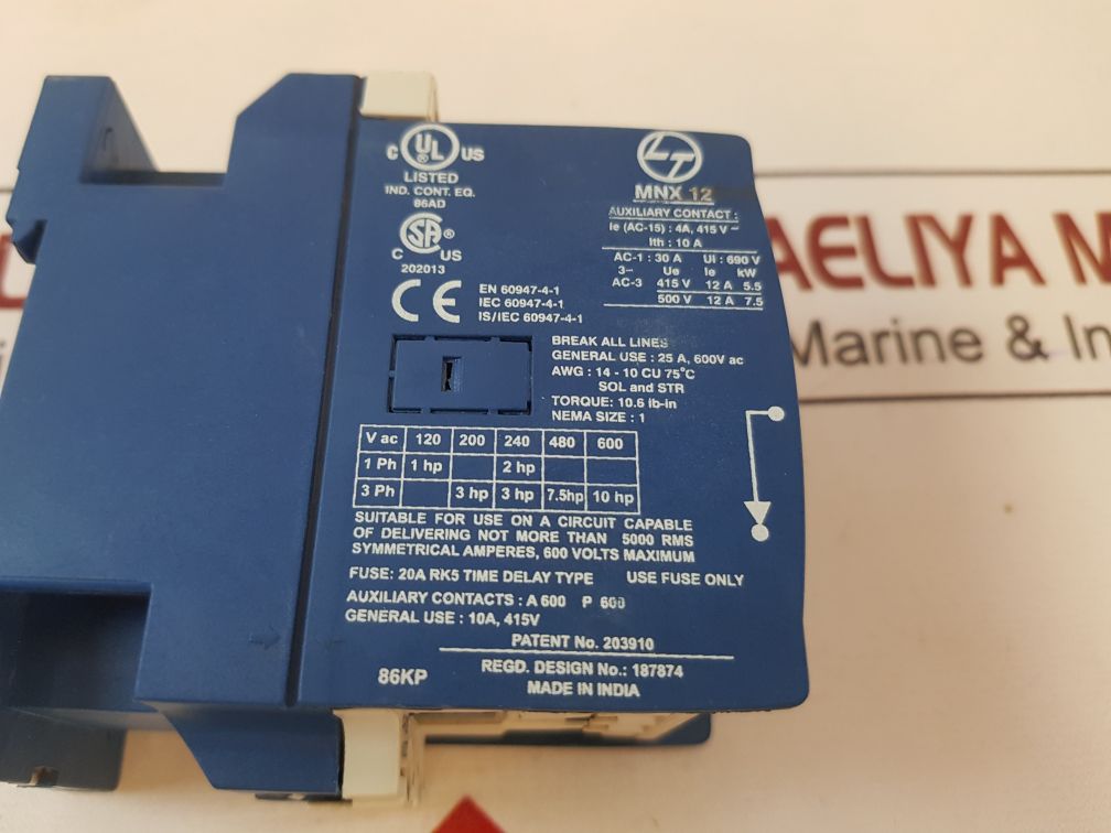 L&T Mnx 12 Power Contactor 220V 50Hz