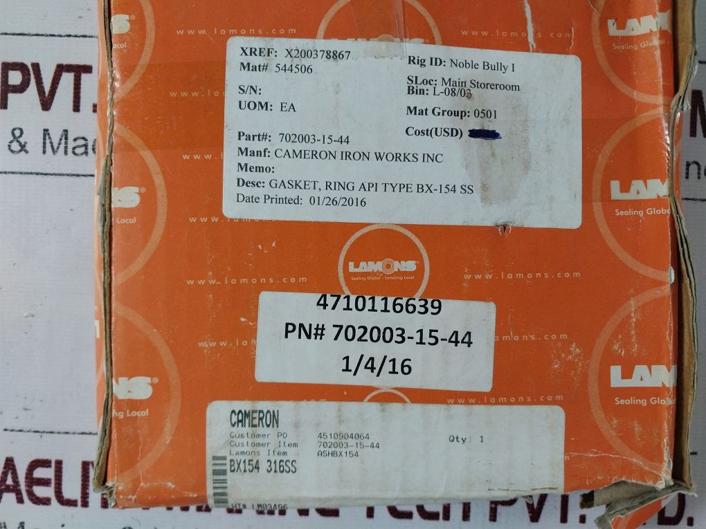 Lamons Api 6A Bx154 Gasket Ring 702003-15-44