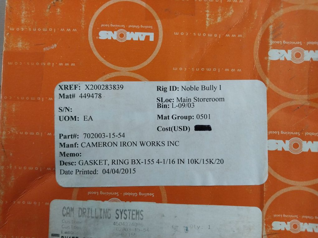 Lot Of 5X Lamons Bx155 Gasket Ring