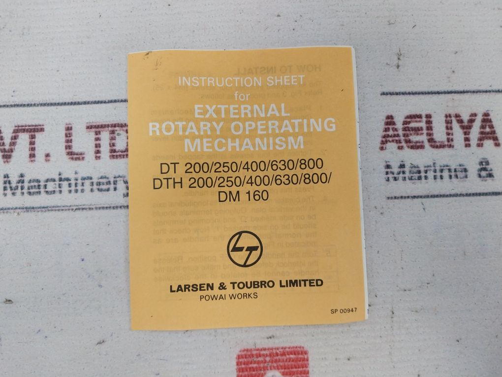 Larsen & Toubro Dth 250/400/630/800 External Rotary Operating Mechanism