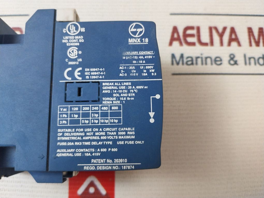Larsen & Toubro Mnx 18 Power Contactors 25A, 600V Ac