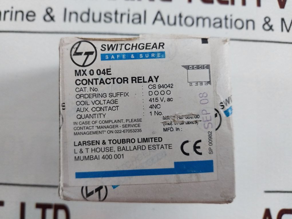 Larsen & Toubro Mx 0 04E Contactor Relay 415 V