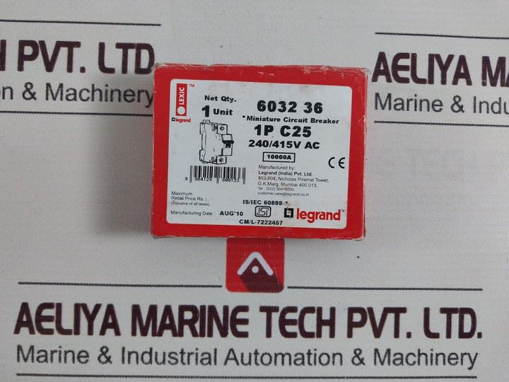 Legrand C25 6032 36 Miniature Circuit Breaker Is/Iec 60898-1 240/415