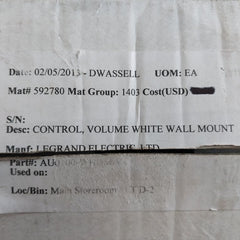 Legrand Electric Au0100-whdm-v1 In-wall Speaker Volume Control With Box