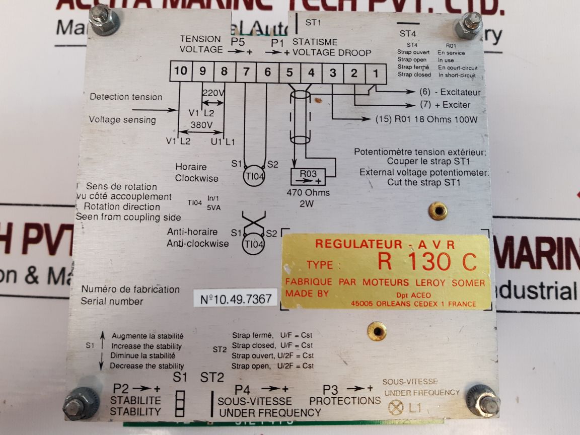 Leroy Somer R 130 C Automatic Voltage Regulator Serie R130