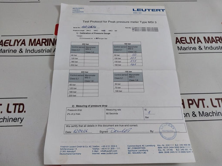 Leutert Msi 3-160/2686 Peak Pressure Indicator