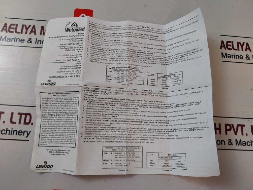 Leviton Nema 5-15 Plug And Connector