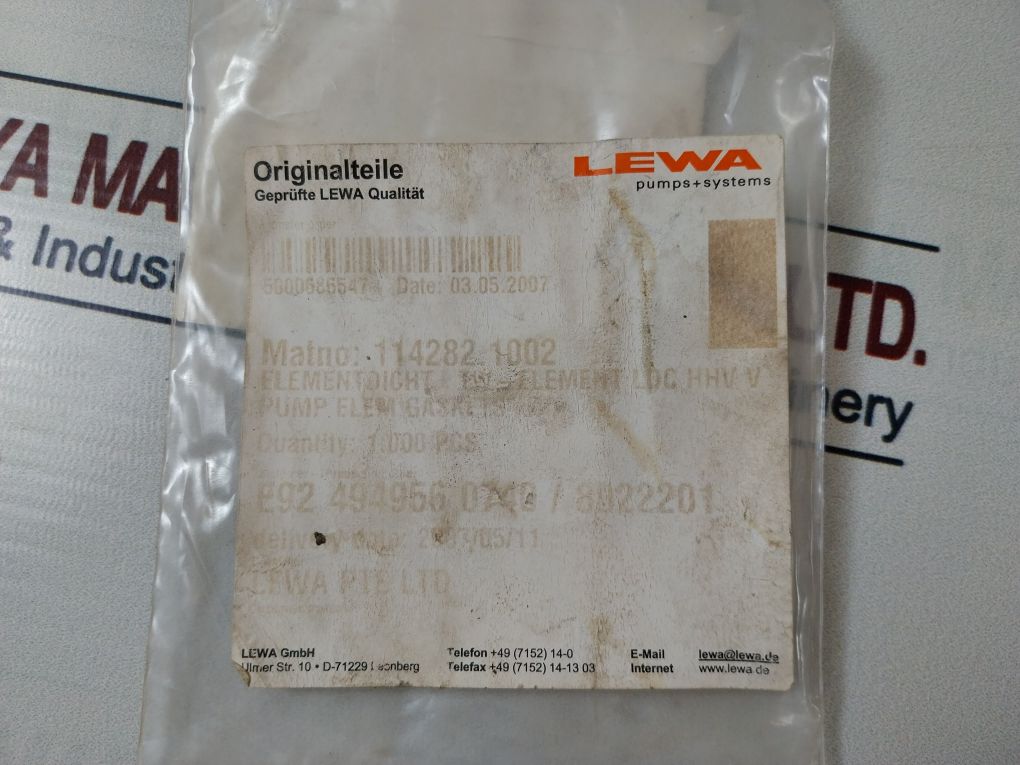 Lewa 114282.1002 Pump Elem Gaskets Radial Seal Ring Kit 071848.0062