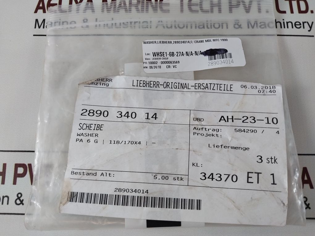 Lot Of 3X Liebherr 289034014 Washer Disc