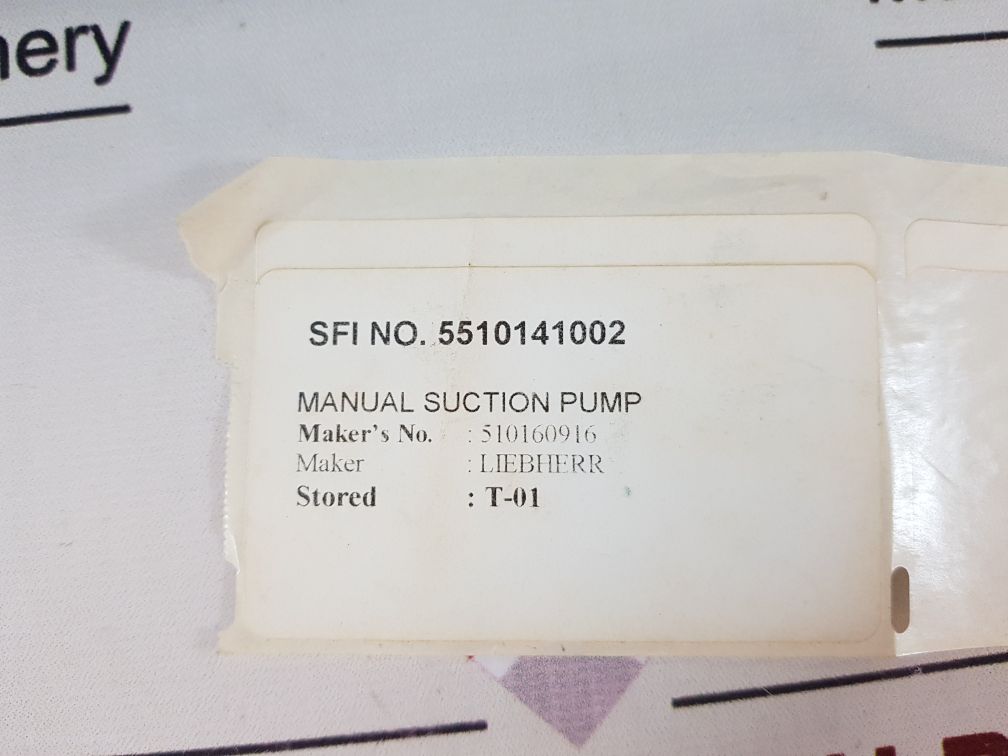 Liebherr 510160916 Manual Suction Pump