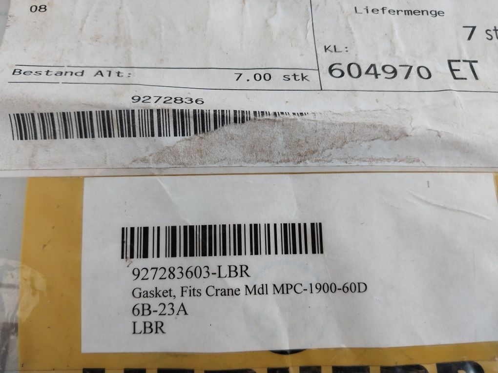 Lot Of 3X Liebherr 927283603-lbr Gasket
