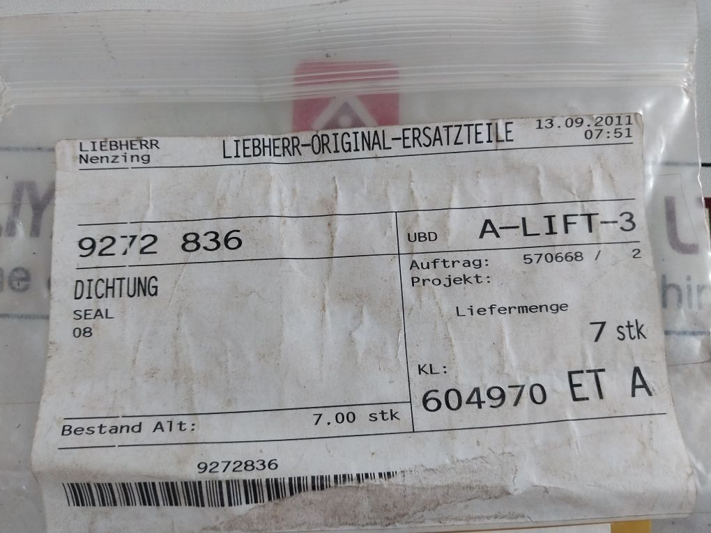 Lot Of 3X Liebherr 927283603-lbr Gasket