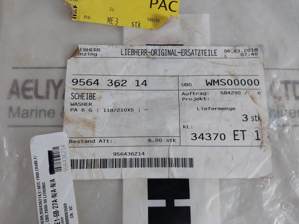 Liebherr 956436214 Scheibe Washer Disc 584290/6