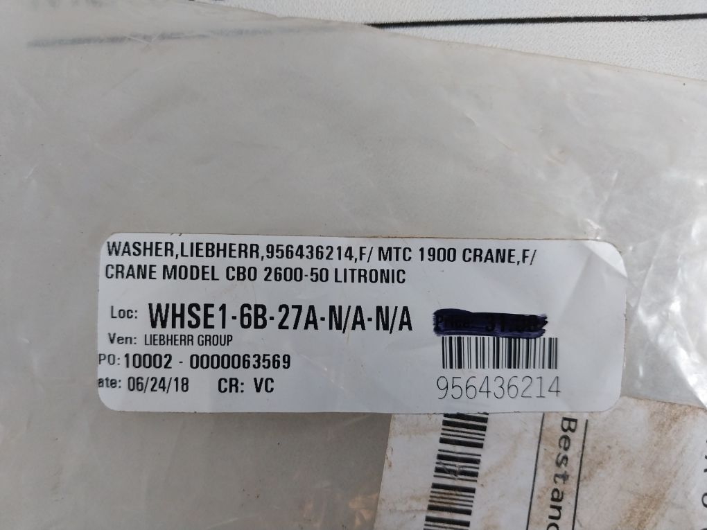 Liebherr 956436214 Scheibe Washer Disc 584290/6