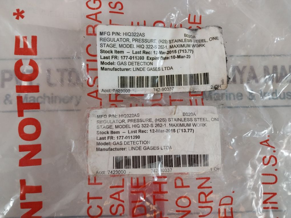 Linde Hiq 322 S 262-1 Gas Pressure Regulator