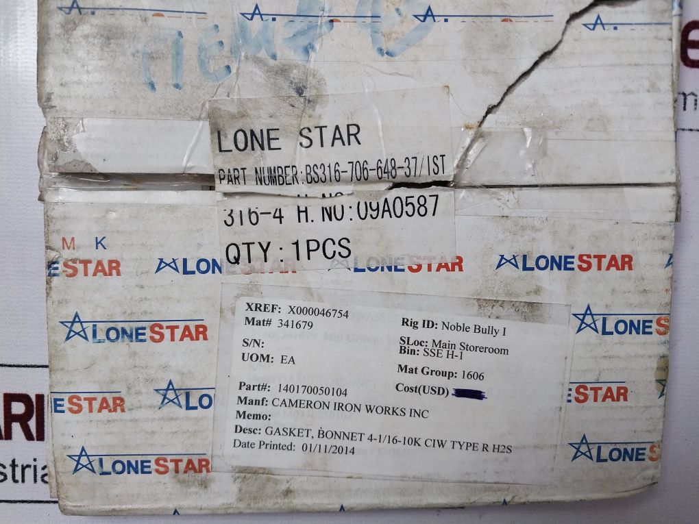 Lonestar 140170-05-01-04 Bonnet Gasket Bs316-706-648-37/Ist