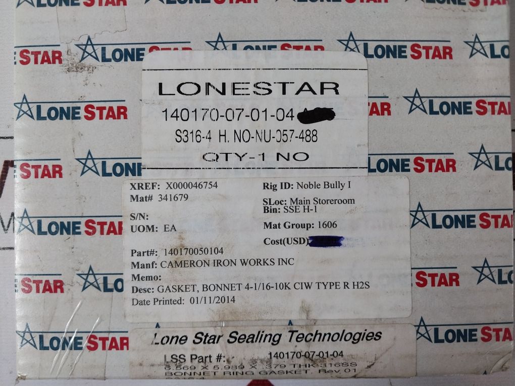 Lonestar 140170-07-01-04 Bonnet Ring Gasket Free Shipping