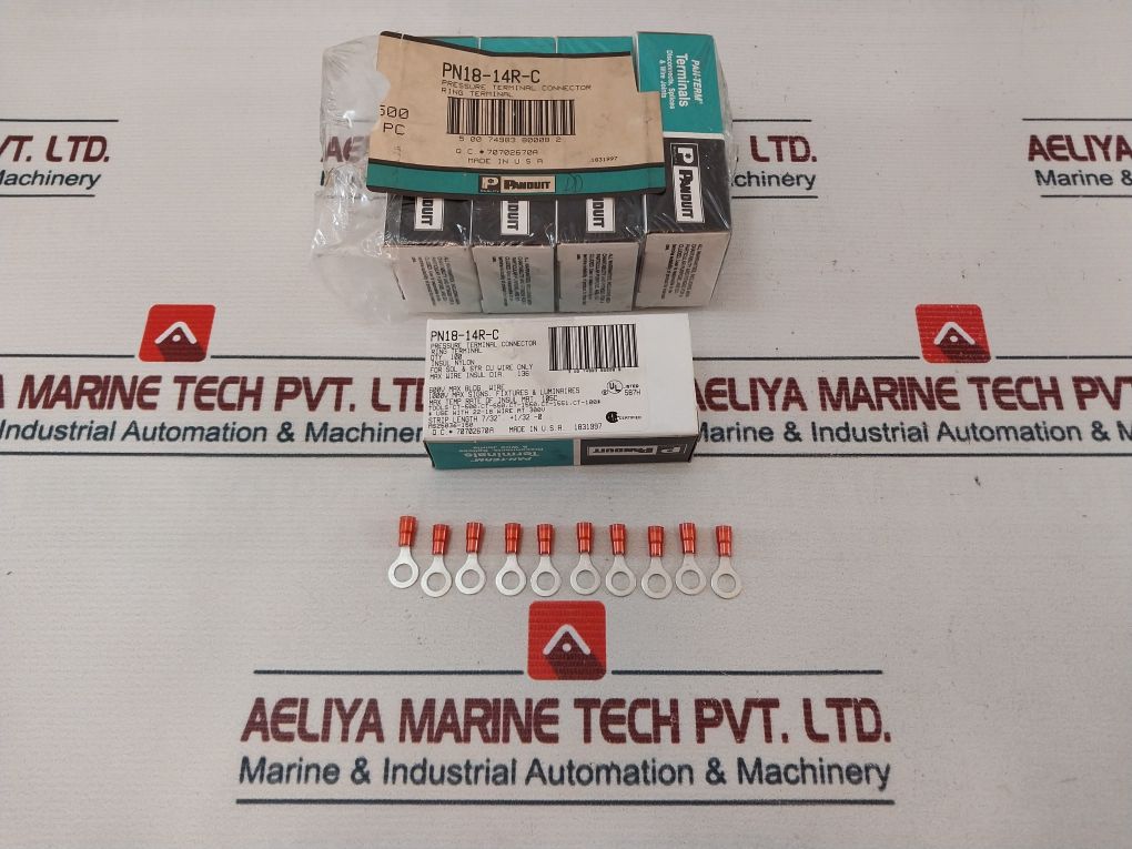 Lot Of 100X Panduit Pn18-14R-c Pressure Terminal Connector